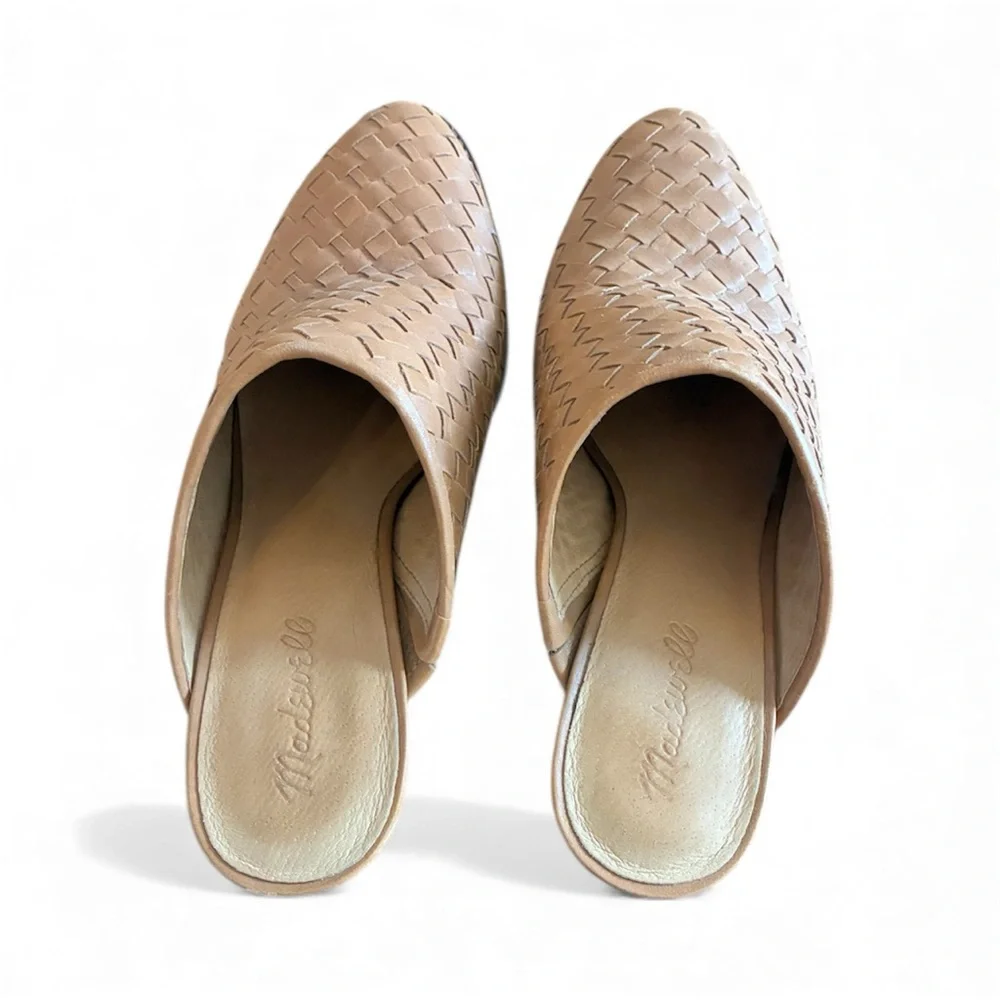 Madewell Tan Woven Leather Mules - Picture 3 of 7